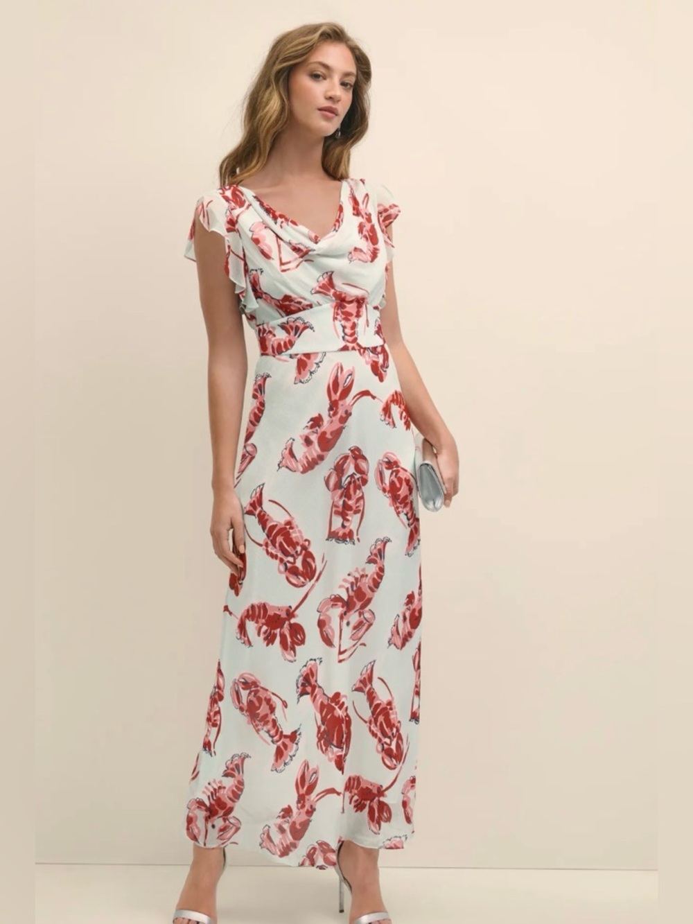 NWT Brooks Brothers Chiffon Lobster Maxi